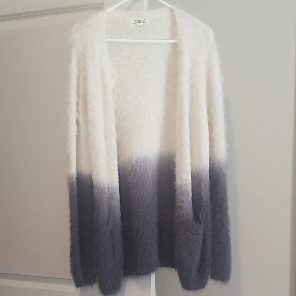 Listicle Cream and Gray Ombre Cardigan